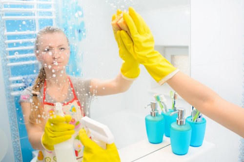 Carpet cleaning professionals preparing a careful cleaning process